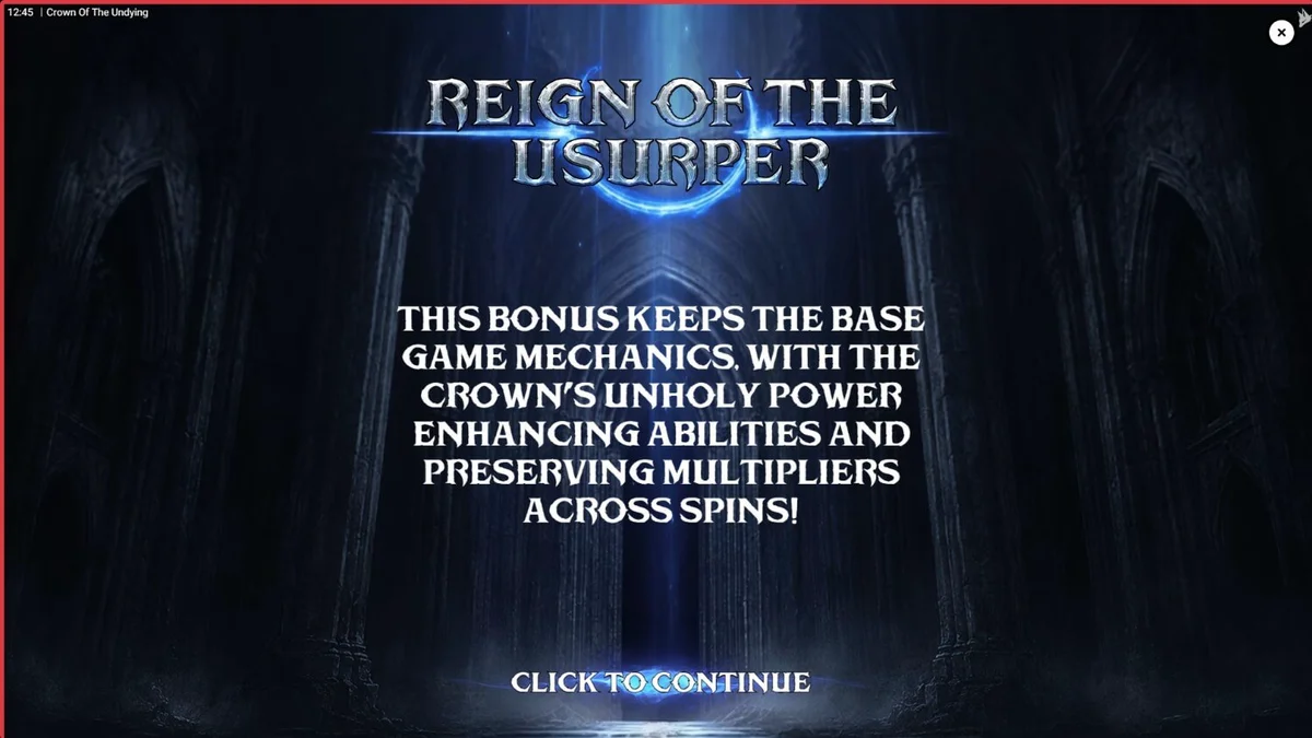 Crown of the Undying slot game interface na may dark fantasy theme